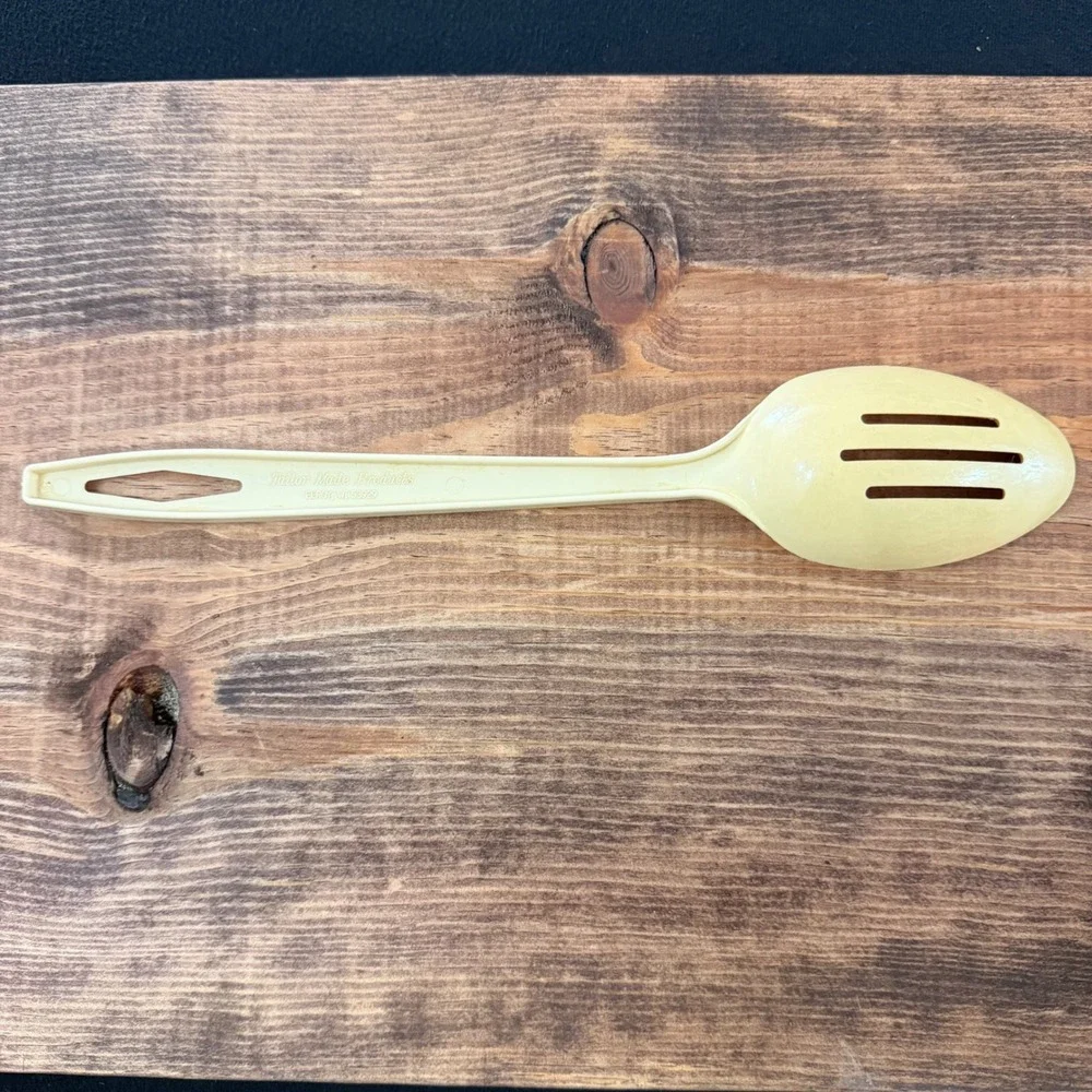 Tailor Made Products Cream Yellow Serving Spoon Set Solid and Slotted USA Made